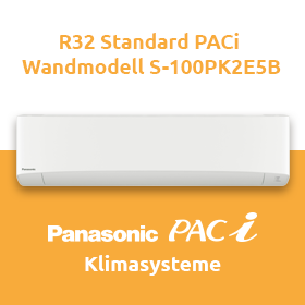 Panasonic Klimasysteme - R32 Standard PACi Wandmodell S-100PK2E5B mit IR-Empfänger