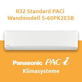 Panasonic Klimasysteme - R32 Standard PACi Wandmodell S-60PK2E5B mit IR-Empfänger